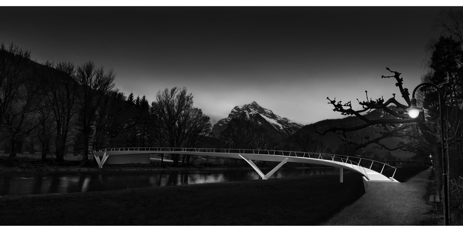 Render 3D e fotocomposizione per lo studio di ingegneria Giorgio Masotti di Bellinzona: passerella sul fiume Linth