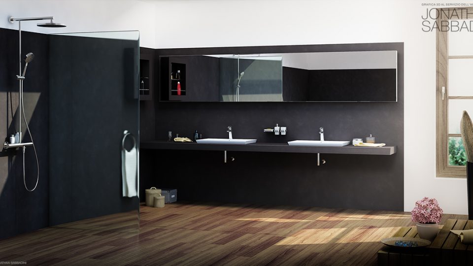 doccia e rubinetterie 3d ambientato