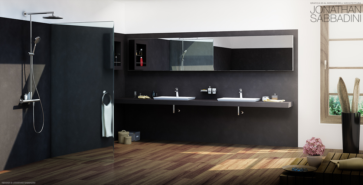 doccia e rubinetterie 3d ambientato
